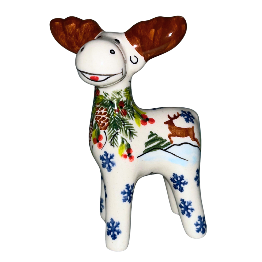 kalich polish pottery moose reindeer snowflakes - Polish Pottery